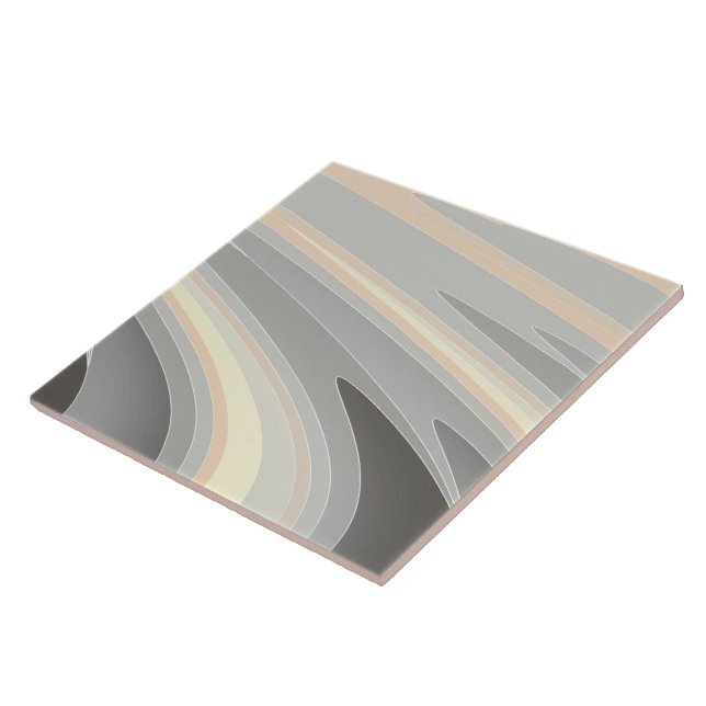 gray yellow pink waves ceramic tile (Side)