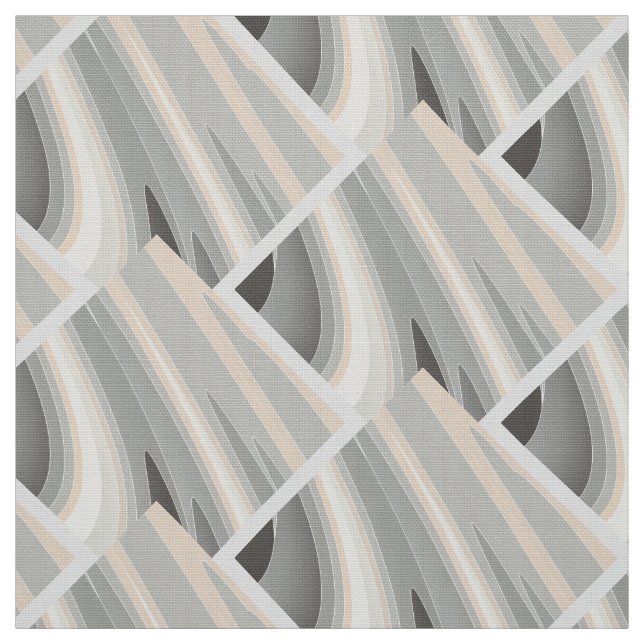 gray yellow pink waves fabric (Swatch)
