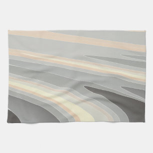gray yellow pink waves kitchen towel