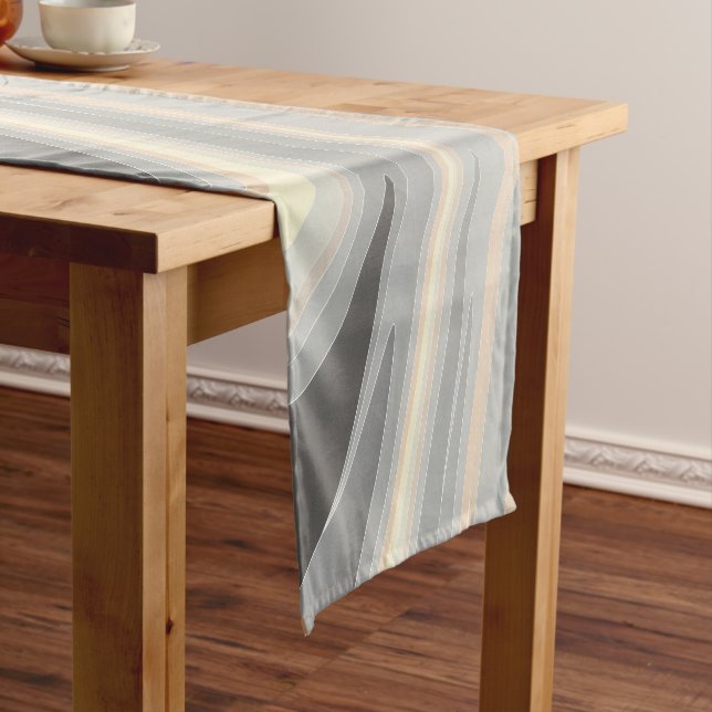 gray yellow pink waves medium table runner (In Situ)