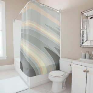 gray yellow pink waves shower curtain