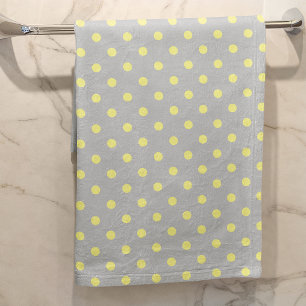 Gray yellow Polka Dot Bath Towel Set