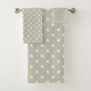 Yellow and gray pantone geometry Hand & Bath Towel by Little Dean