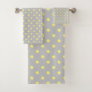 Gray yellow Polka Dot Bath Towel Set