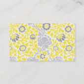 Gray & Yellow Retro Floral Damask Custom Photo Business Card (Back)