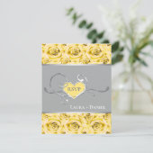 Gray, Yellow Roses Wedding RSVP Card (Standing Front)