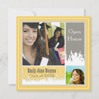 Gray & Yellow Senior Picture Class of 2012 Invitation