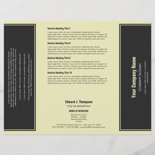 Gray Yellow Simple Border Brochure (Front)