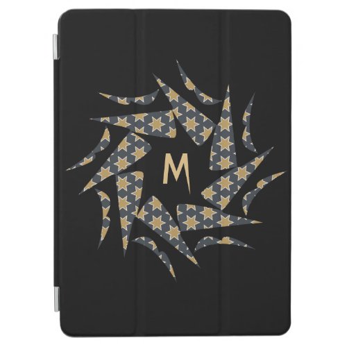 Gray Yellow Star Triangle Pattern Monogram iPad Air Cover