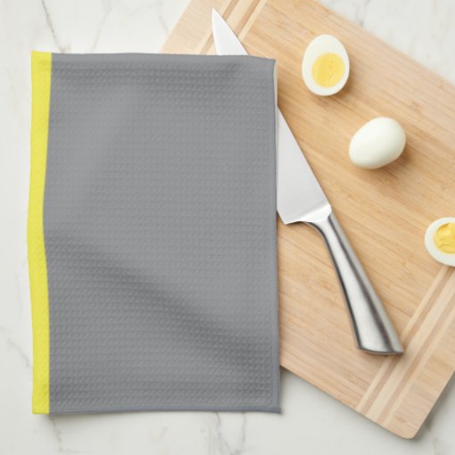 Gray (Yellow stripe) Kitchen Towel Zazzle