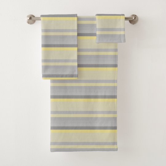 gray yellow stripes bath towel set