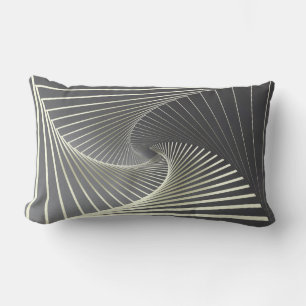 gray yellow twirl lumbar pillow