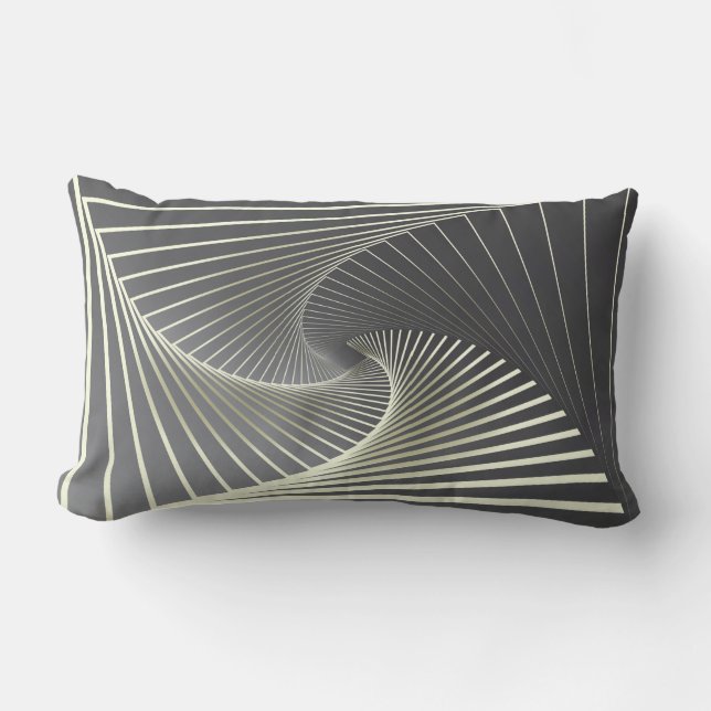 gray yellow twirl lumbar pillow (Front)