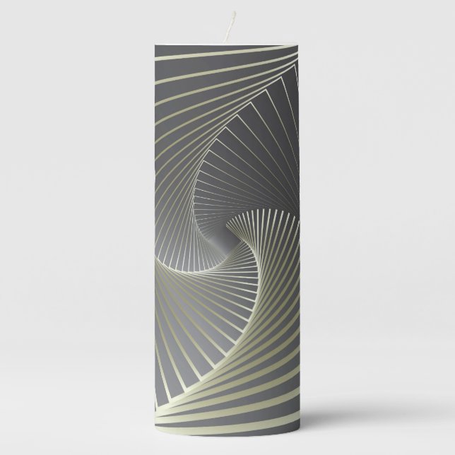 gray yellow twirl pillar candle (Front)