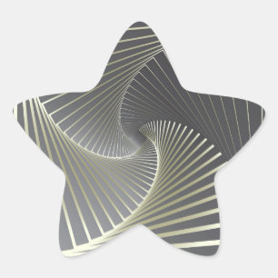gray yellow twirl star sticker