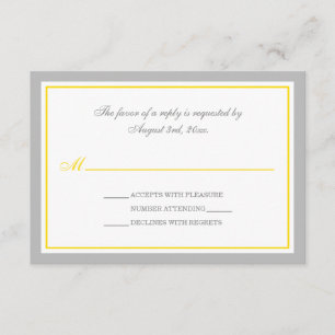 Gray & Yellow Wedding Reception RSVP Cards