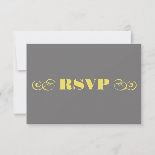Gray & Yellow Wedding RSVP Card (Front)