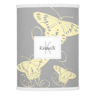 Name Lamp Shades Zazzle Gray Yellow White Erfly Design Lamp Shade