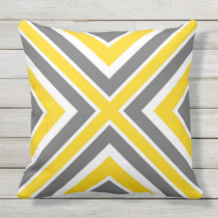 Gray Yellow White Geometric Throw Pillow