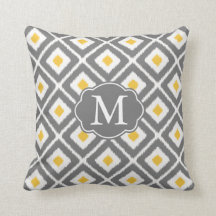 Gray, Yellow, White Ikat Diamond Pattern