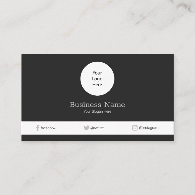 Gray Your Logo Modern Social Media Icon Business Card (Front)