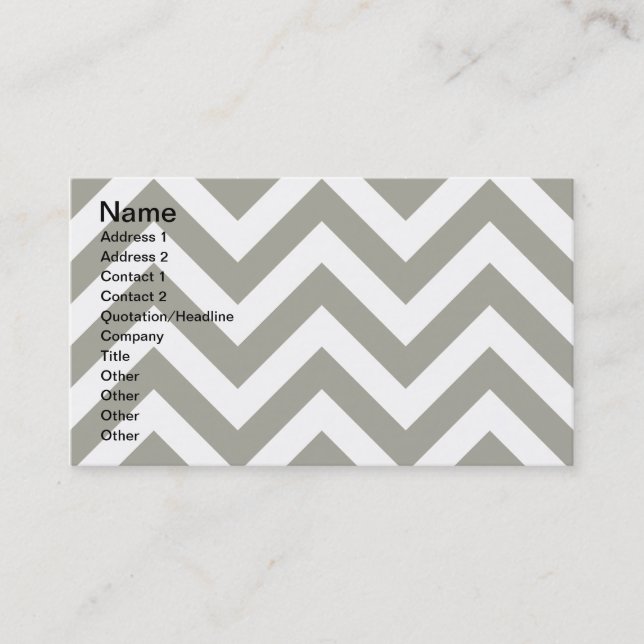 Gray Zig Zag Chevrons Pattern Business Card (Front)