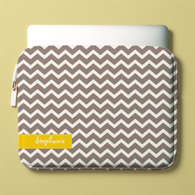 Gray Zig Zag Chevrons Pattern Laptop Sleeve (Creator Uploaded)