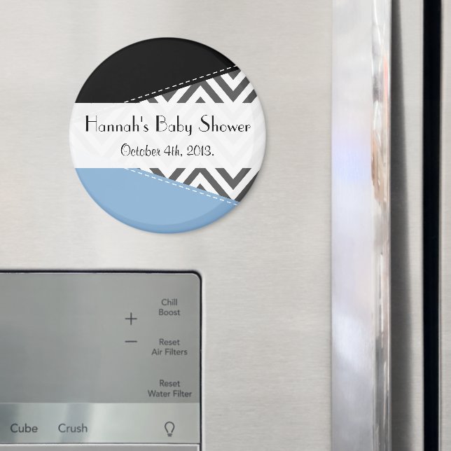 Gray Zigzag, Chevron, Zigzag Pattern, Baby Shower Magnet (In Situ (Fridge))
