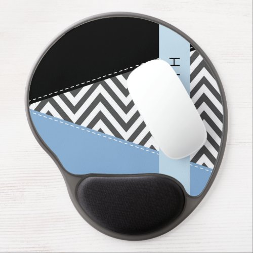 Gray Zigzag Gray Chevron Blue Your Name Gel Mouse Pad