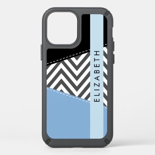 Gray Zigzag Gray Chevron Blue Your Name Speck iPhone 12 Case