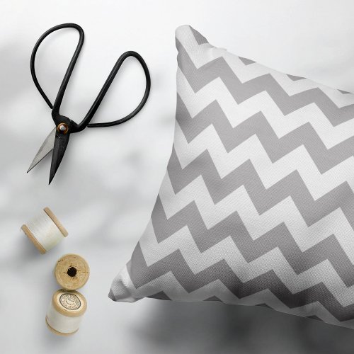 Gray Zigzag Gray Chevron Geometric Pattern Accent Pillow