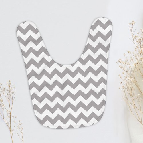 Gray Zigzag Gray Chevron Geometric Pattern Baby Bib