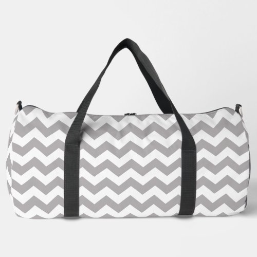 Gray Zigzag Gray Chevron Geometric Pattern Duffle Bag