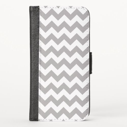 Gray Zigzag Gray Chevron Geometric Pattern iPhone X Wallet Case