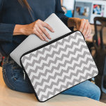 Gray Zigzag, Gray Chevron, Geometric Pattern Laptop Sleeve<br><div class="desc">Elegant,  stylish and sophisticated zigzag (chevron) pattern in gray and white color. Modern and trendy gift,  perfect for the zigzag lover in your life.</div>