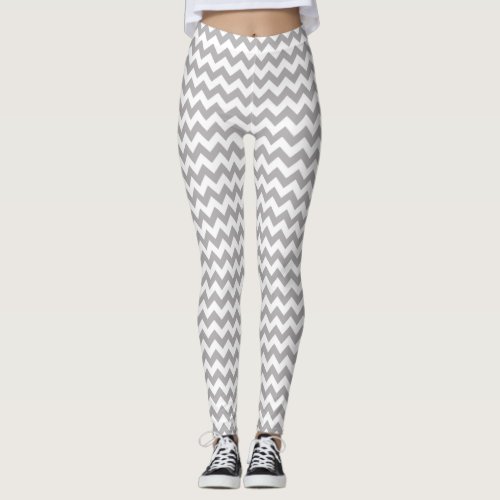 Gray Zigzag Gray Chevron Geometric Pattern Leggings