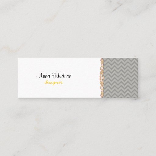 Customizable Trendy Chic Zig Zag Stripes Lines Gray Yellow Business Cards