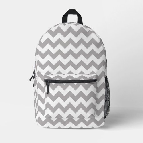 Gray Zigzag Gray Chevron Geometric Pattern Printed Backpack