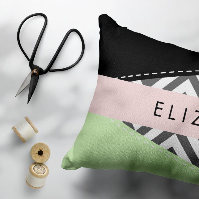 Gray Zigzag, Gray Chevron, Mint, Your Name Pillow Case (Creator Uploaded)