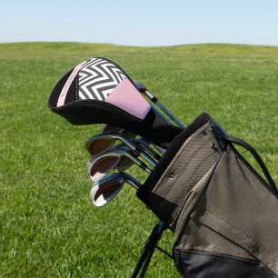 Gray Zigzag, Gray Chevron, Pink, Your Name Golf Head Cover