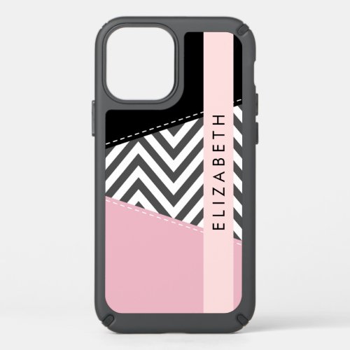 Gray Zigzag Gray Chevron Pink Your Name Speck iPhone 12 Case
