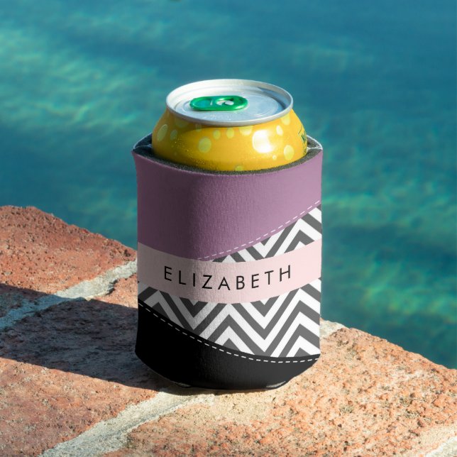 Gray Zigzag, Gray Chevron, Purple, Your Name Can Cooler (In Situ Pool)