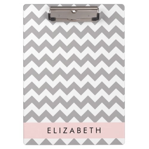 Gray Zigzag Gray Chevron Wave Pattern Your Name Clipboard