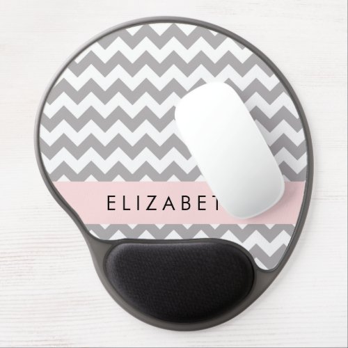 Gray Zigzag Gray Chevron Wave Pattern Your Name Gel Mouse Pad