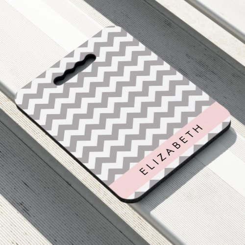 Gray Zigzag Gray Chevron Wave Pattern Your Name Seat Cushion