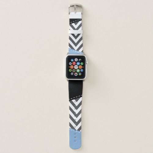 Gray Zigzag Gray Chevron Zigzag Pattern Blue Apple Watch Band