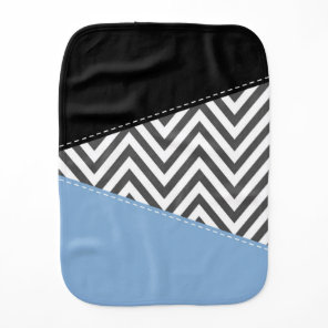 Gray Zigzag, Gray Chevron, Zigzag Pattern, Blue Baby Burp Cloth