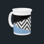 Gray Zigzag, Gray Chevron, Zigzag Pattern, Blue Beverage Pitcher<br><div class="desc">Elegant,  stylish and sophisticated zigzag (chevron) pattern in gray and white color with blue and black patches of color. Modern and trendy gift,  perfect for the zigzag lover in your life.</div>