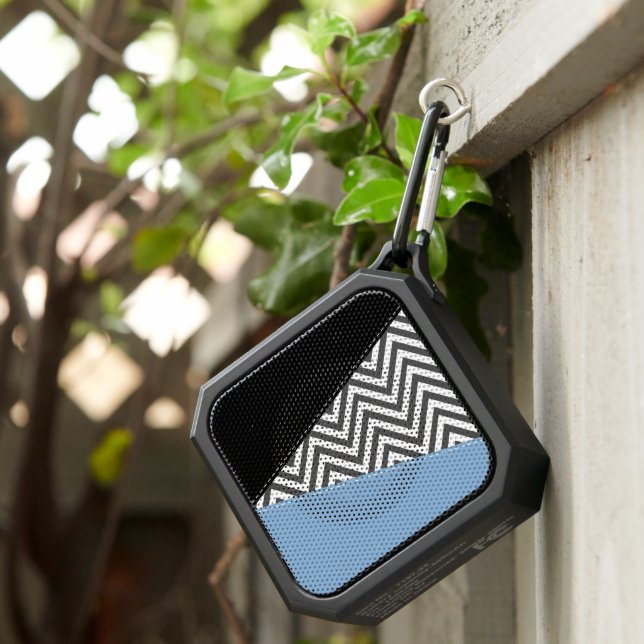 Gray Zigzag, Gray Chevron, Zigzag Pattern, Blue Bluetooth Speaker (Inisitu)