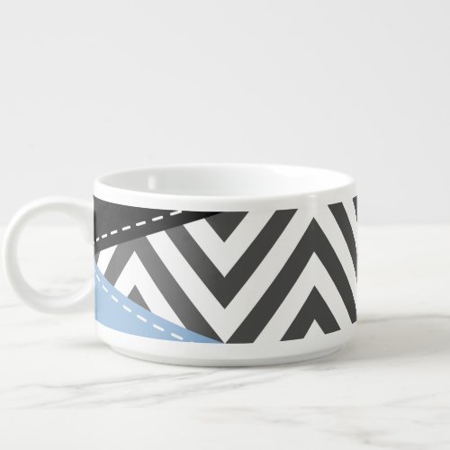 Gray Zigzag Gray Chevron Zigzag Pattern Blue Bowl